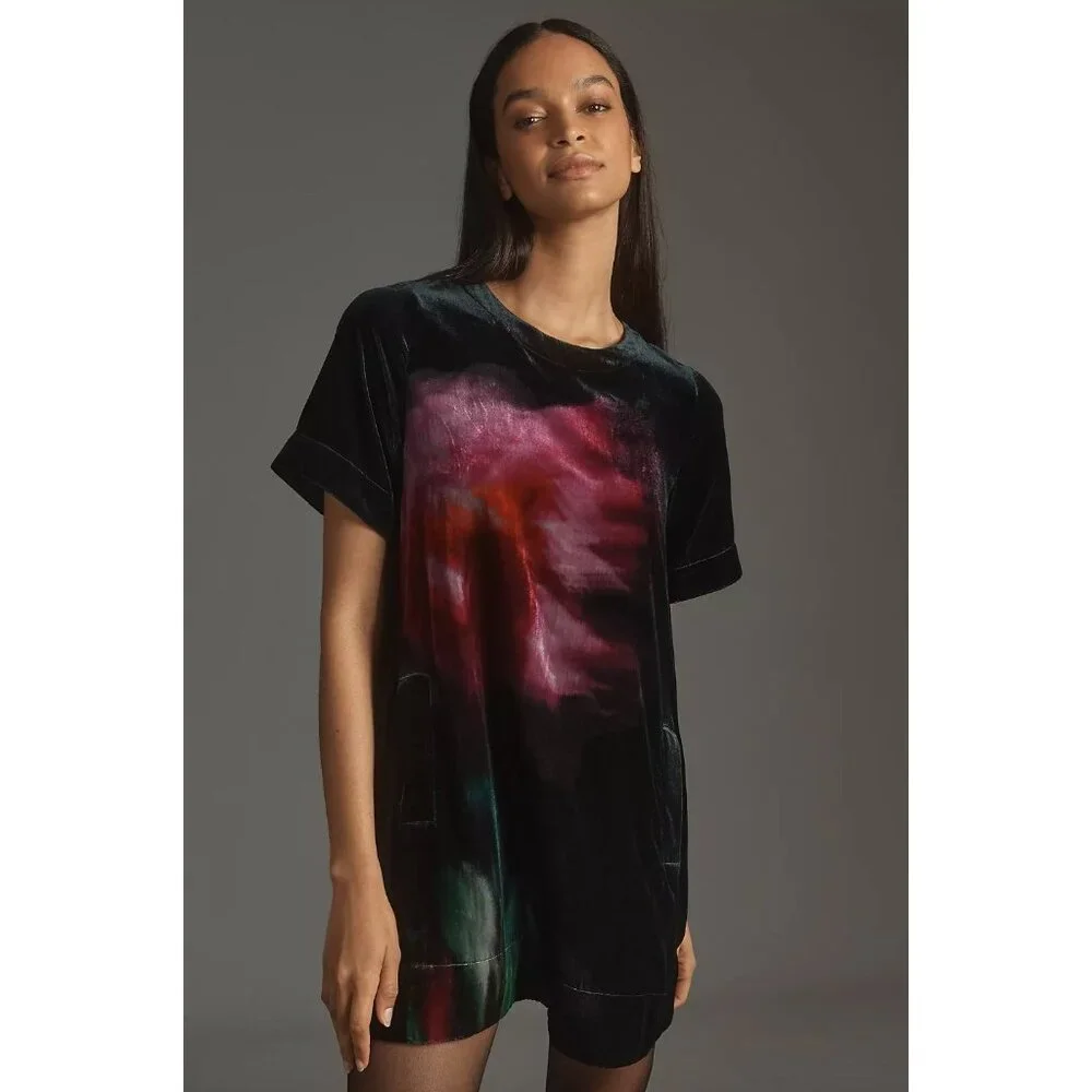 Anthropologie The Emmy Short-Sleeve Swing Mini Velvet Edition Size Medium